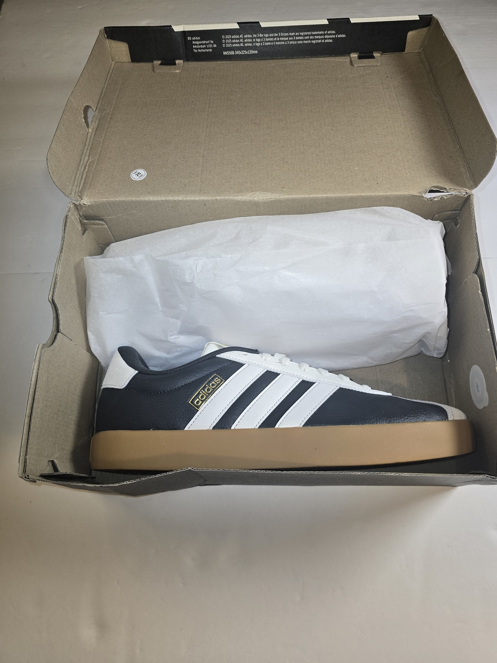 Adidas Black & White Gazelle-Style Sneaker with Gum Sole